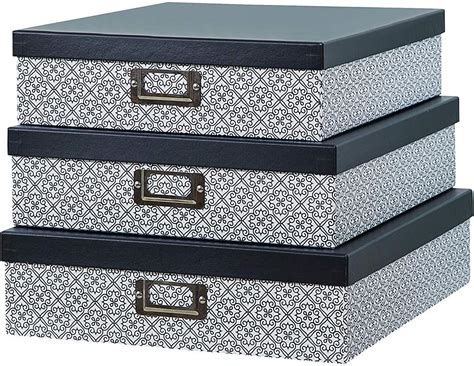 metal box black and white|white storage boxes with lids.